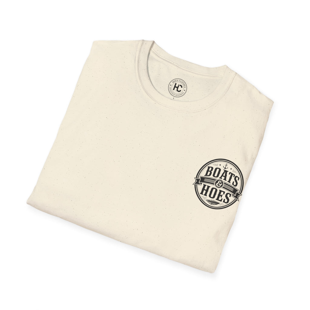 Boats and Hoes Badge Front & Back Print Tee – Hoes Clothes