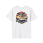 Boats and Hoes Sunset Speedboat Left Chest Full Back Print Tee – Hoes Clothes