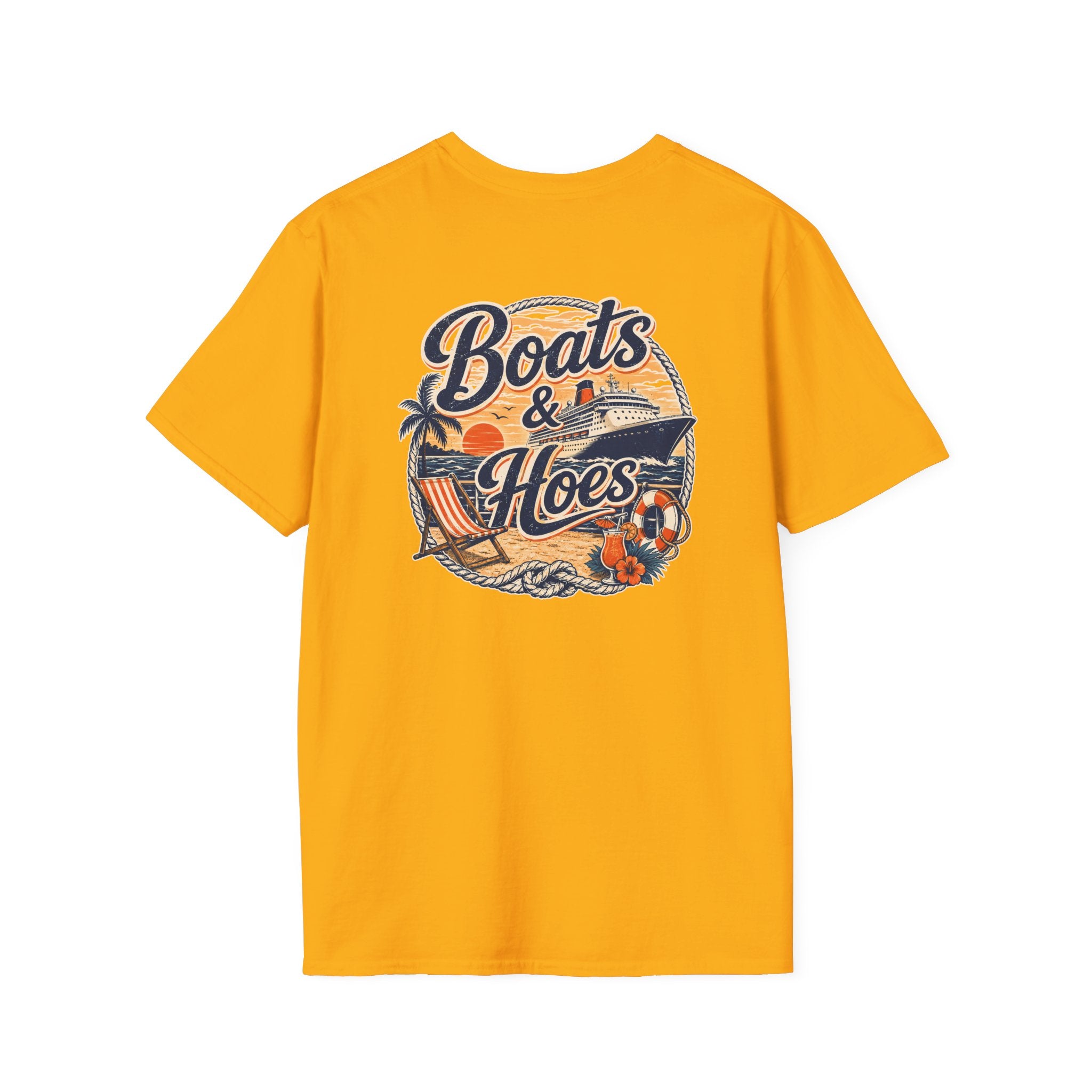 Boats and Hoes Sunset Cruising Left Chest Full Back Print Tee – Hoes Clothes