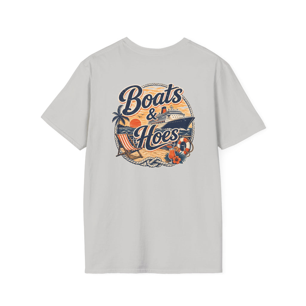Boats and Hoes Sunset Cruising Left Chest Full Back Print Tee – Hoes Clothes
