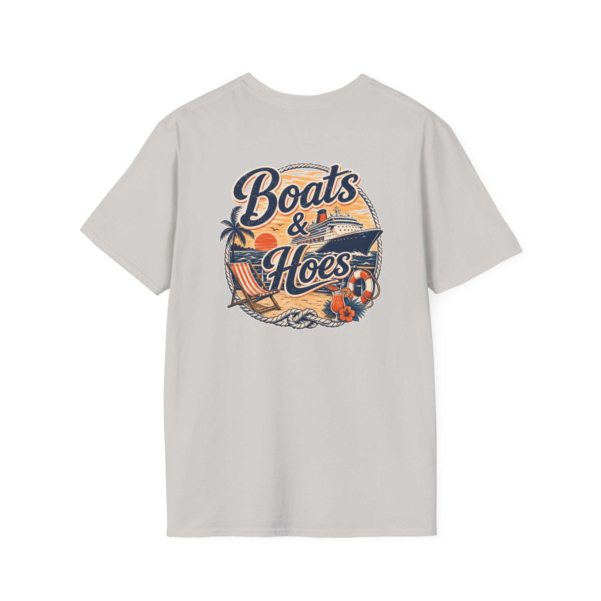 Boats and Hoes Sunset Cruising Left Chest Full Back Print Tee – Hoes Clothes