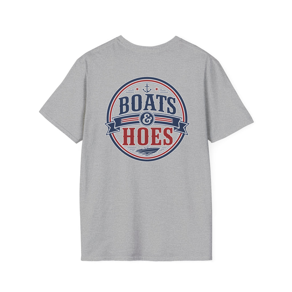 Boats and Hoes Badge Full Color Front & Back Tee – Hoes Clothes