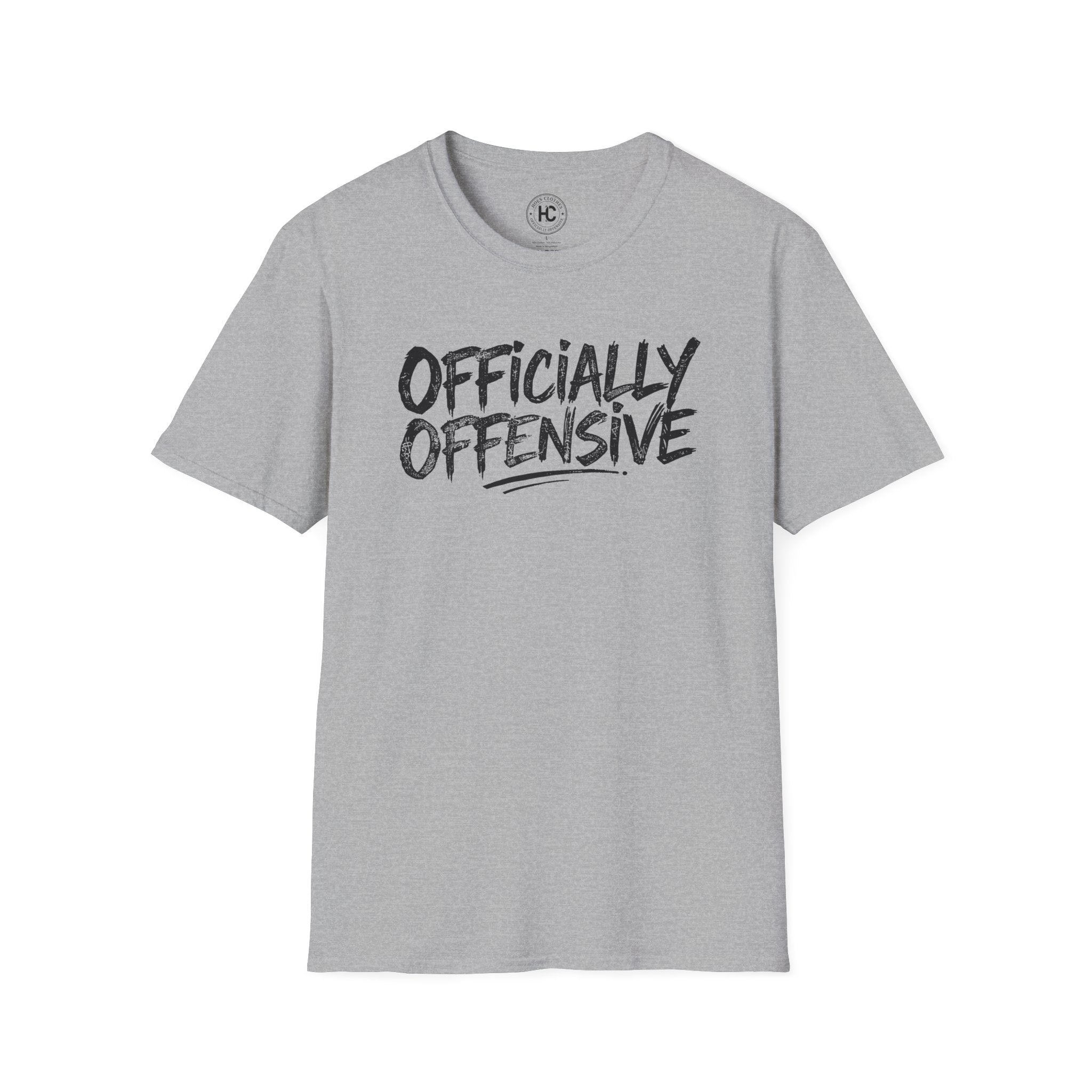 Officially Offensive Distressed Brush Large Front Print Tee – Hoes Clothes