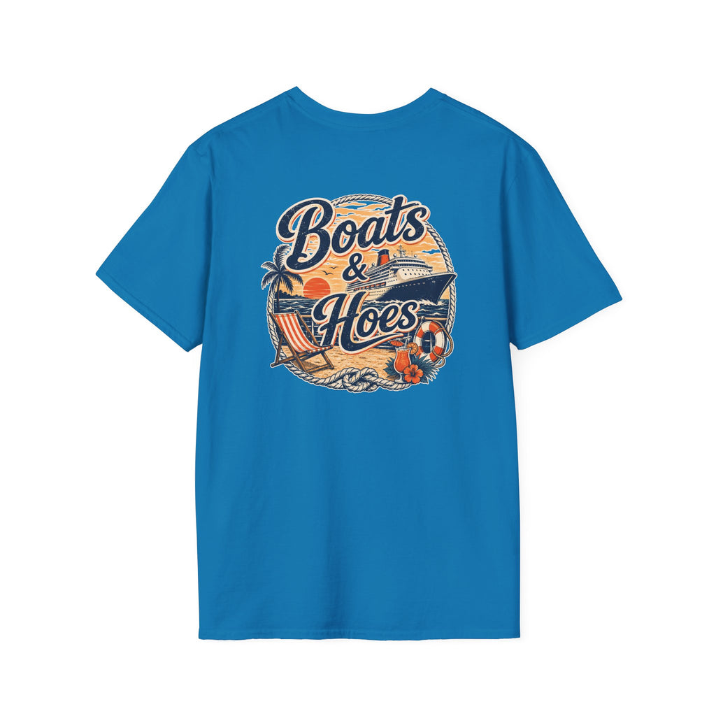 Boats and Hoes Sunset Cruising Left Chest Full Back Print Tee – Hoes Clothes