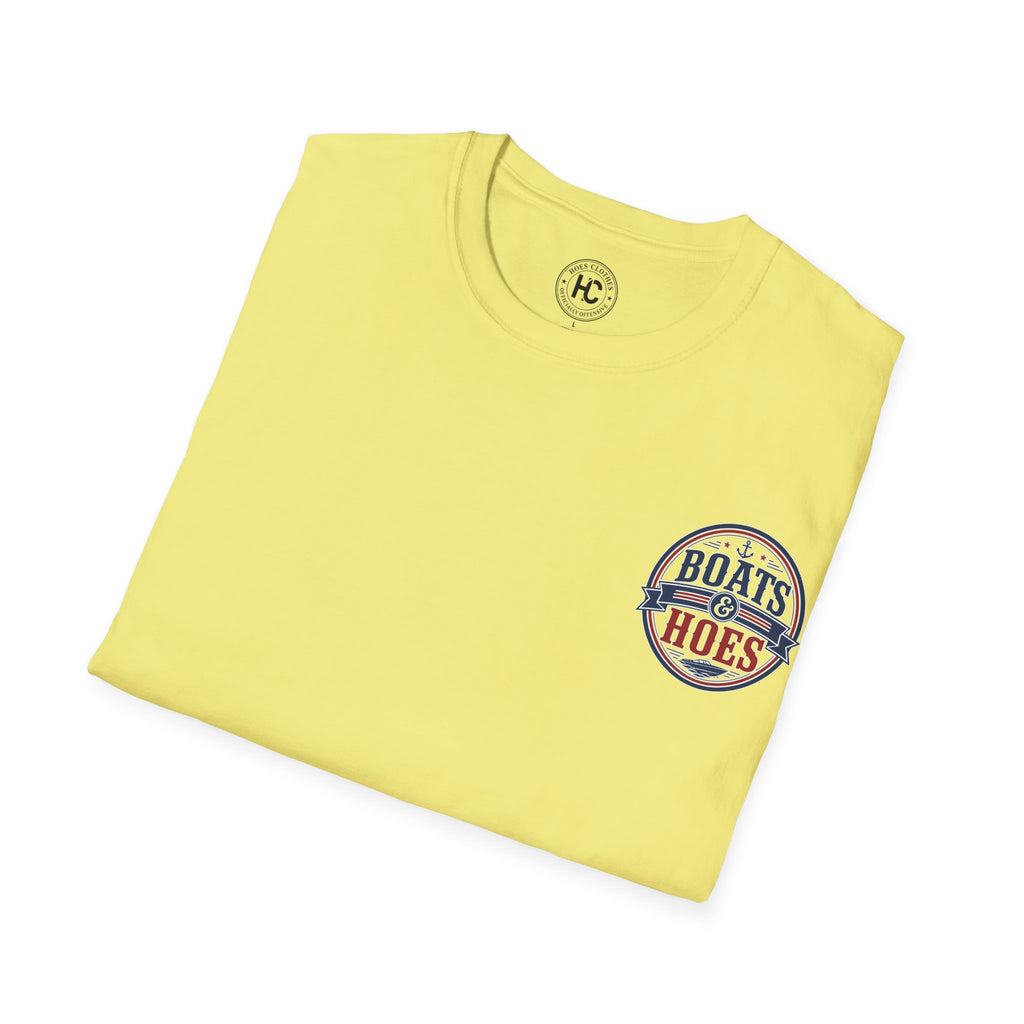 Boats and Hoes Badge Full Color Front & Back Tee – Hoes Clothes